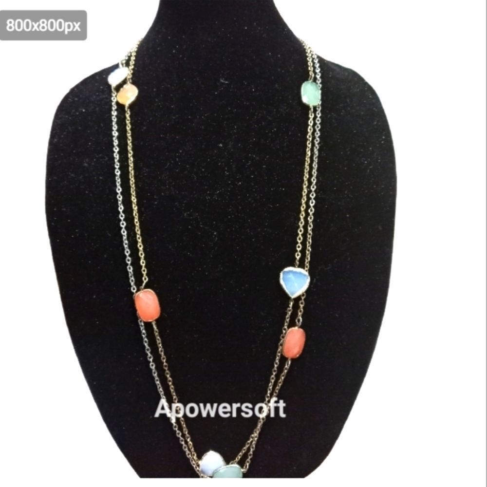 Set of multicolor necklace gold tone and silver